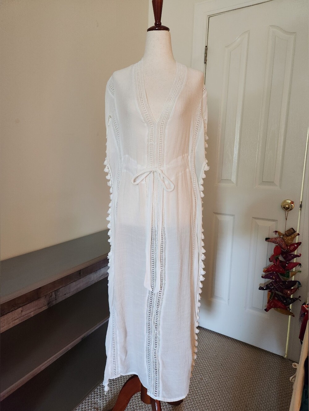 Cupshe White Tassel-Trim Cover-up